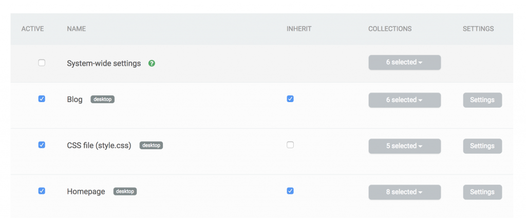 System-wide settings